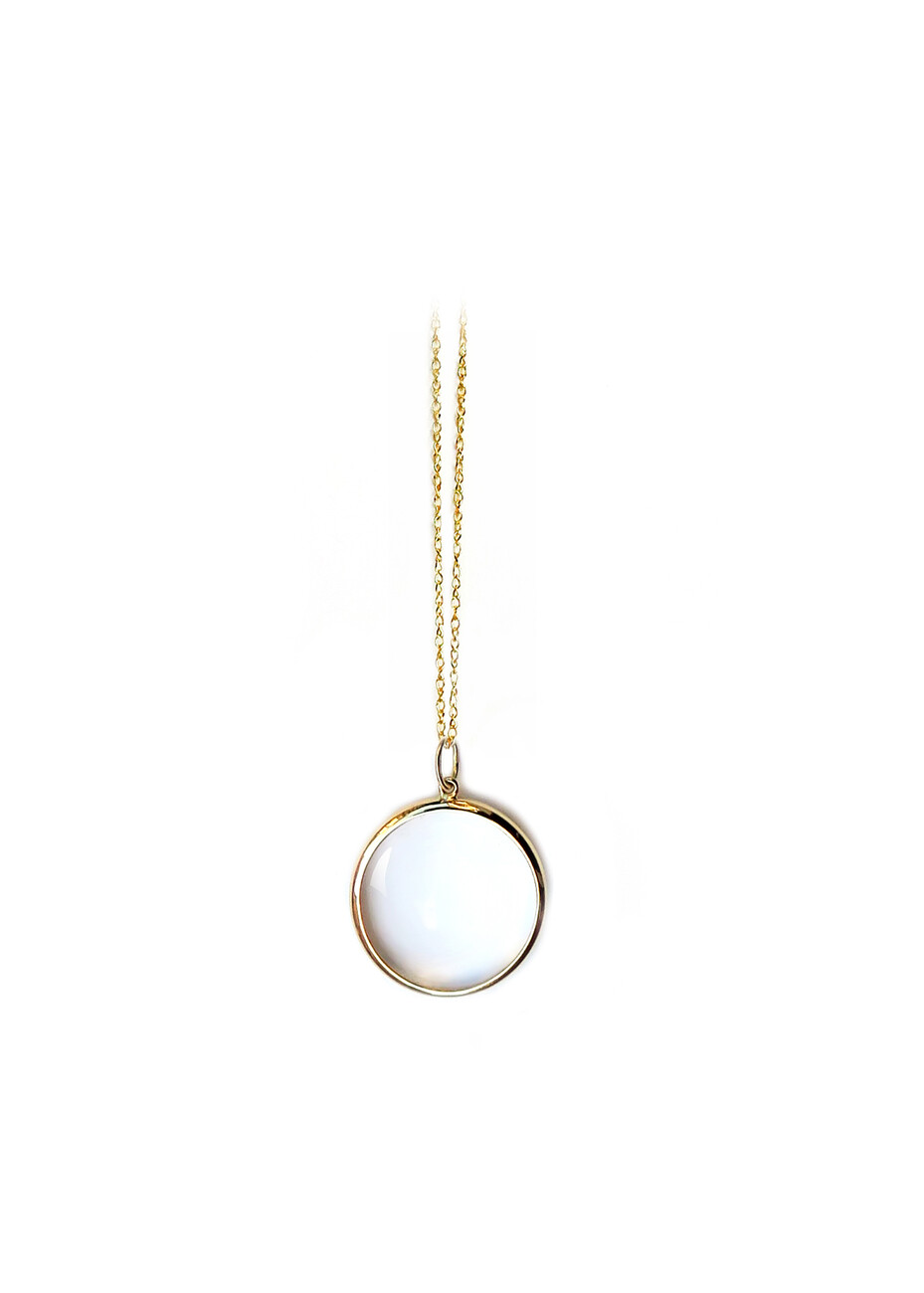Magnifying glass long necklace in 18kt solid gold