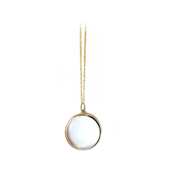 Magnifying glass long necklace in 18kt solid gold