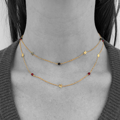 Choker or necklace micro stars and stones in 18kt solid gold