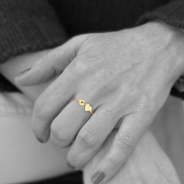 Micro Initial and Heart Ring