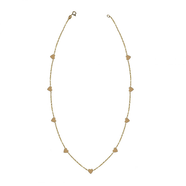 Alternating hearts or stars necklace in 18kt solid gold