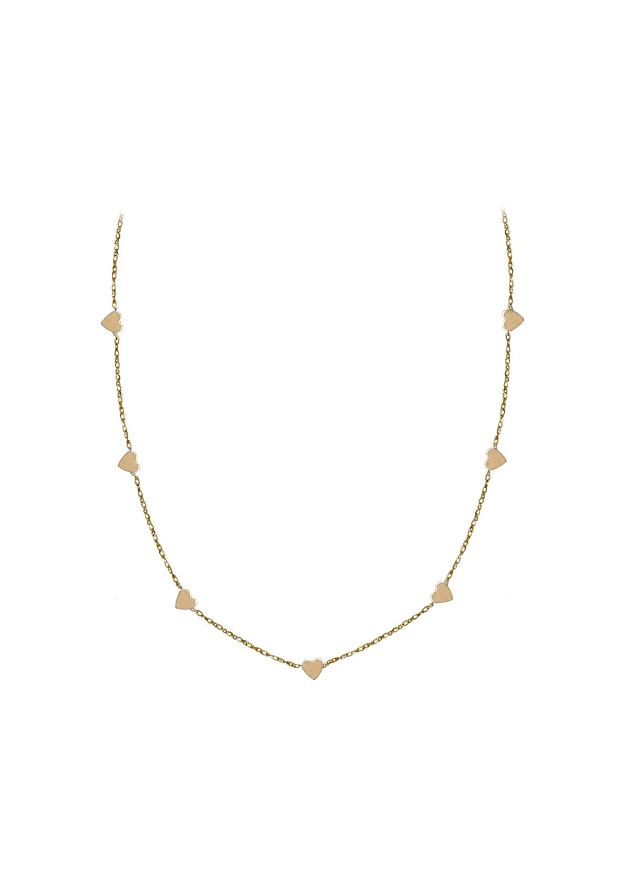 Alternating hearts or stars necklace in 18kt solid gold