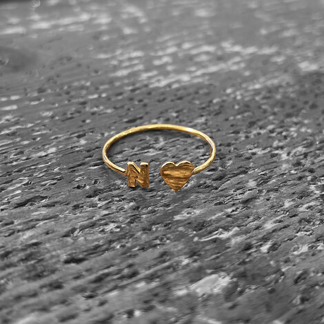 Micro Initial and Heart Ring
