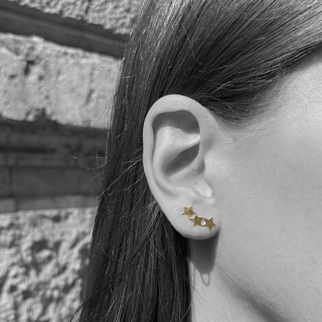 Trio micro stars single earring in 18kt solid gold