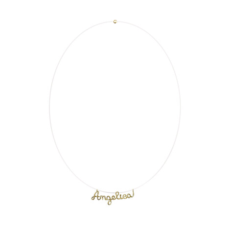 Invisibile customizable wire name in 18kt solid gold