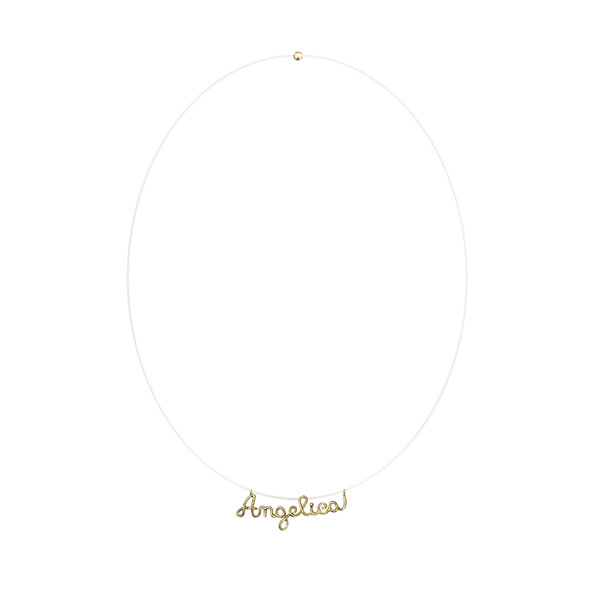 Invisibile customizable wire name in 18kt solid gold