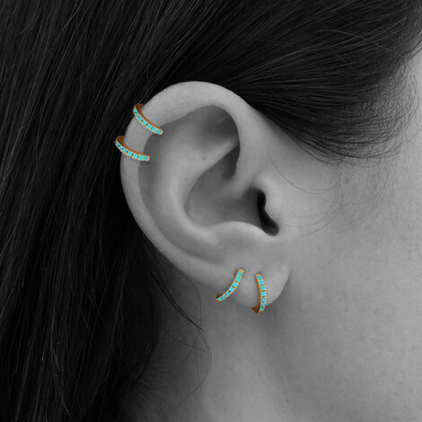 Micro hoops turquoise in 18kt solid gold