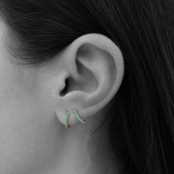 Micro hoops turquoise in 18kt solid gold