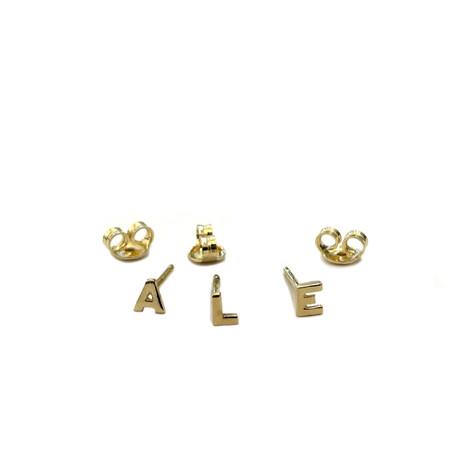 Micro initial stud earring in 18kt solid gold