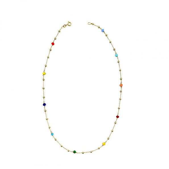 Simplicity multicolor short necklace in 18kt solid gold