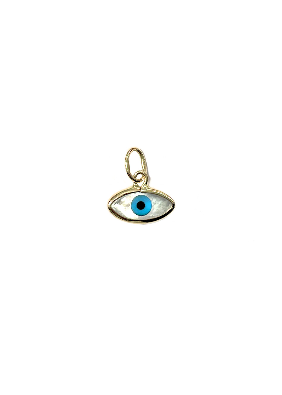Oval evil eye charm in 18kt gold