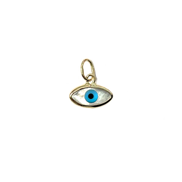 Oval evil eye charm in 18kt gold