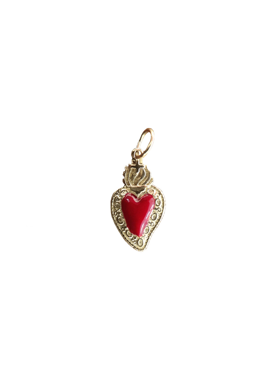 Large sacred heart charm in 18kt solid gold