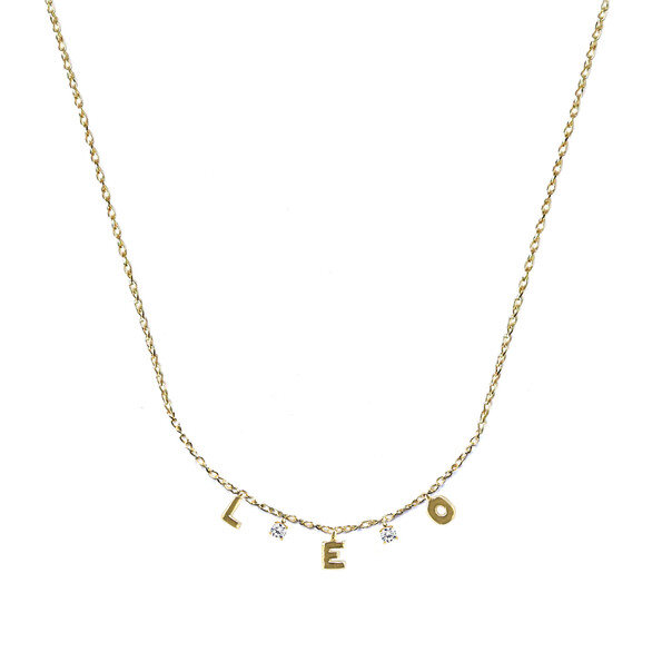 Clarity name necklace in 18kt solid gold and diamonds